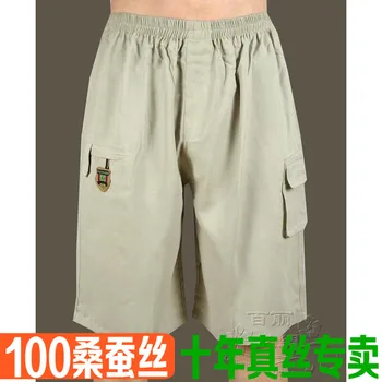 

Summer Natural 100% real Silk Chill Men's Casual Pants Real Silk Shorts Panties Polychromatic