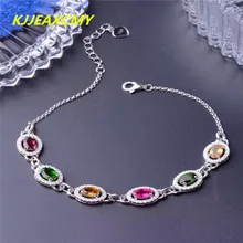 KJJEAXCMY ювелирные изделия из серебра 925 пробы, натуральный турмалин, цветной женский браслет, инкрустированные украшения