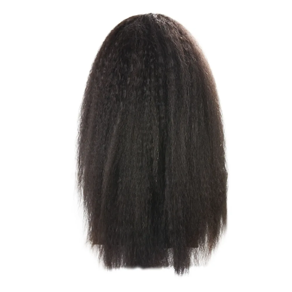 

Full Shine 150% Density Lace Front Wig Brazilian Human Hair Kinky Straight Black Color Glueless Lace Front Wig With Baby Hair