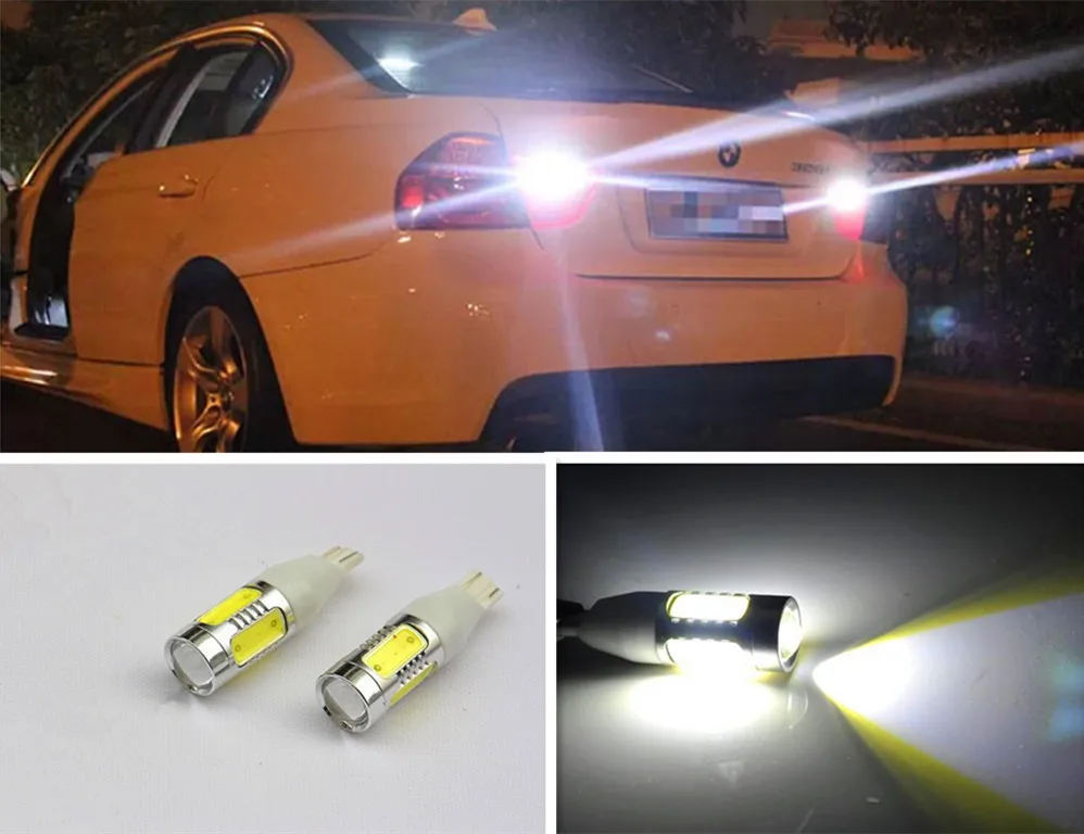 

2 x T15 W16W No Error Plasma LED Projector Blub Tail Backup Reverse Lights For BMW 5 Series E60 E61 F10 F11 F07 Mini Cooper