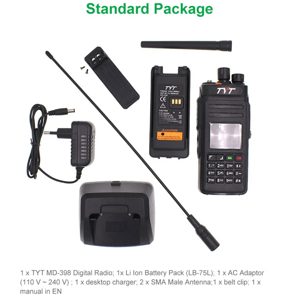 TYT двухстороннее радио MD-398 VHF136-174MHz или UHF400-470MHz Walkie Talkie IP67 Водонепроницаемый DMR цифровой радио MD398 10 Вт домофон