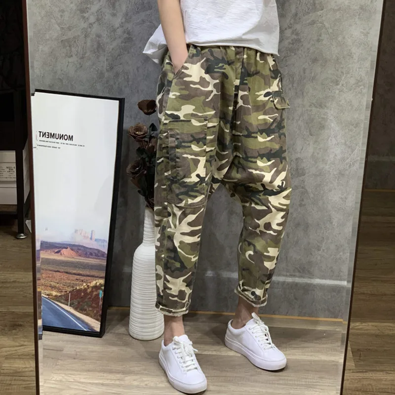 

Camouflage Baggy Harem Jeans Women Japanese Army Green Denim pants Drop Crotch Trousers hip hop streetwear Boyfriend Bloomers