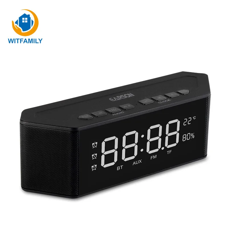 

Bluetooth Digital Alarm Clock with FM Radio Wireless Bluetooth Speaker Support Aux TF USB Music Player Wireless for Office Home