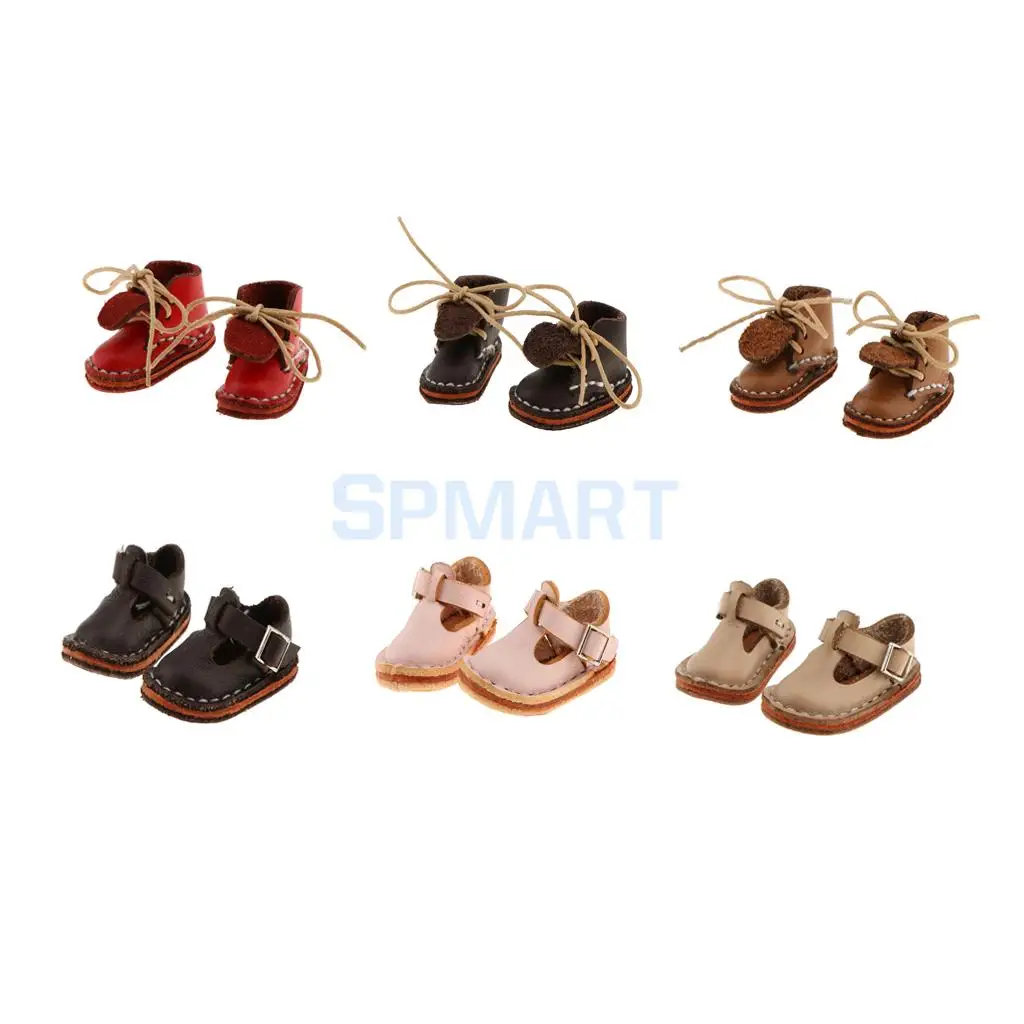 Pair of Fashion Shoes PU Leather Lace up Boots Shoes for 12'' Blythe Doll Clothes
