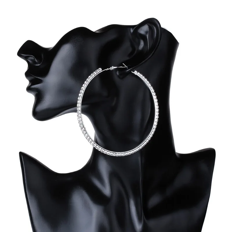 Модные трендовые Потрясающие стеклянные стразы серьги-кольца с драгоценными камнями для женщин ювелирные изделия Модные массивные Серьги Аксессуары Горячая Распродажа