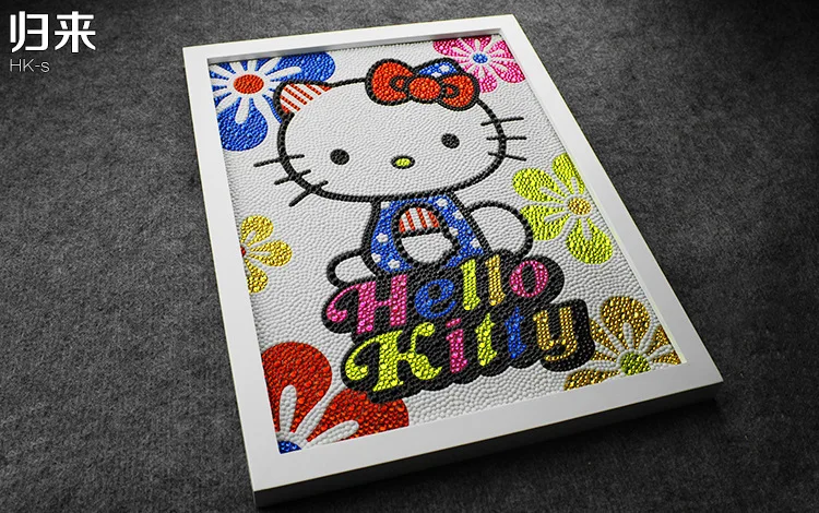 Diy 30*40 см Красочный Рисунок «Hello Kitty» 5D алмаз живопись полный вышивка круглый бриллиант горный хрусталь для украшения комнаты, подарок на день рождения