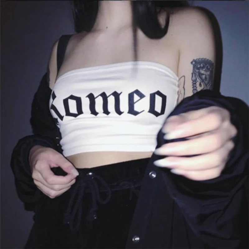 New 2018 Summer Tops Hot Fashion Summer Women Casual Sleeveless Crop Tops Letter Sexy Tube Tops
