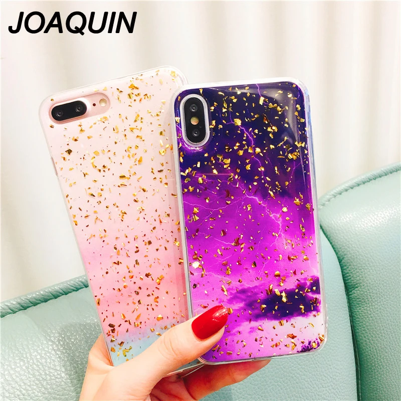 Cute Glitter Bling Case for iPhone 6 6s 7 8 Plus Glossy Epoxy marble Rainbow color Soft For X XS Max XR Cover |