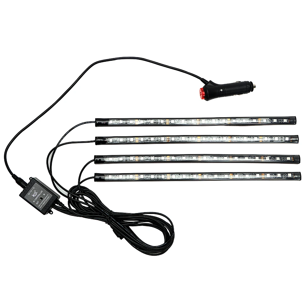 

RGB LED Strip Lights Car Interior Lights 4 in 1 Car Atmosphere Lamp Sound Music Control Remote Control Car-styling 4 x 18LEDs
