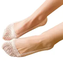 Модные черные женские летние хлопковые кружевные короткие ботильоны женские невидимое нескользящее покрытие лайнер не показывают низкий носок для женщин носки sokke# F