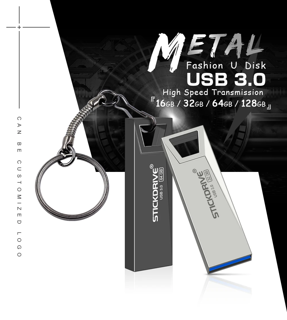 Новое поступление Металлическая флеш-накопитель USB 3,0 Флешка 128 Гб 64 ГБ 32 ГБ 16 ГБ 8 ГБ флеш карта памяти, Флеш накопитель usb3.0