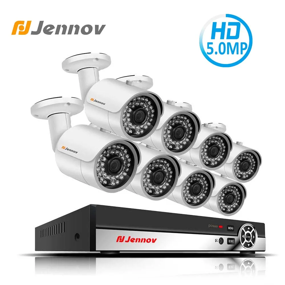 

Jennov 8CH 5.0MP HDMI CCTV Camera System Video Surveillance POE NVR Kit IP Cam Set Security Camera System P2P H.265 Night View