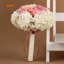 Искусственные цветы ручной работы букеты невесты цветные смеси Свадебный букет жемчуг бисером Рамос де Розас искусственно WB21