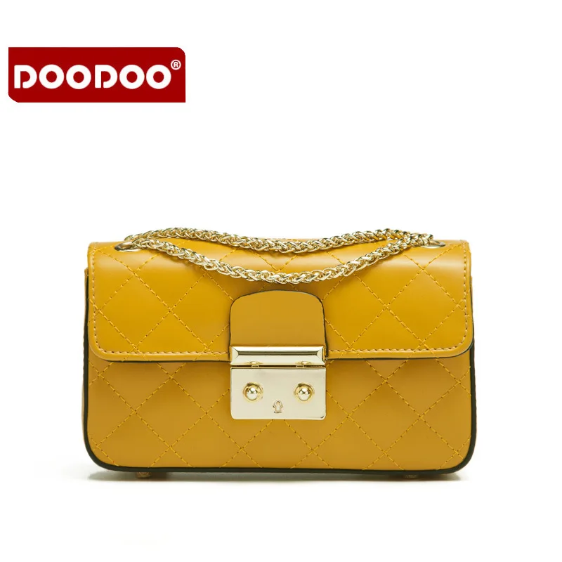

DooDoo brand chain single shoulder women's bag, the new diamond grain diagonal cross small square bag, fashion chain women's bag