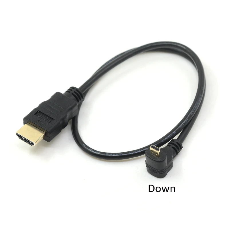 HDMI тип A к Micro HDMI Тип D вверх и вниз и влево и вправо угловой локтевой кабель 50 см 3D 4K 1080p MicroHDMI аудио для планшетных камер