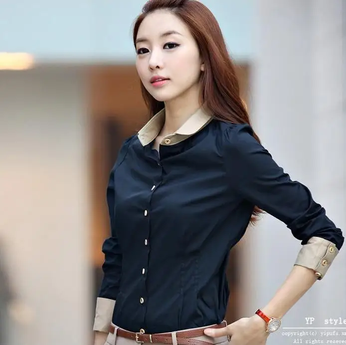 camisa azul marino mujer