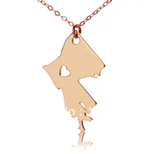 Freeshipping-Sterling silver State Love Heart Necklace – Louisiana State Necklace with heart Love Map Necklace State Jewelry