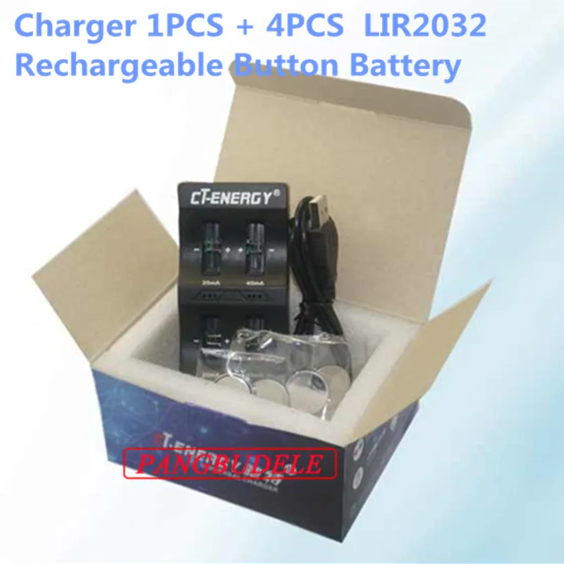 Pcs + 4 Alta Qualidade Carregador Universal Interface Usb 4-slot 1 Pcs Botão Bateria Recarregável Ml2032 - Image 2