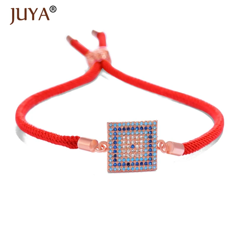 

Square Shape Shiny Blue Zircon Evil Eye Charm Bracelet Femme Black Red Rope Chain Link Women Men Bracelets & Bangles Jewelry