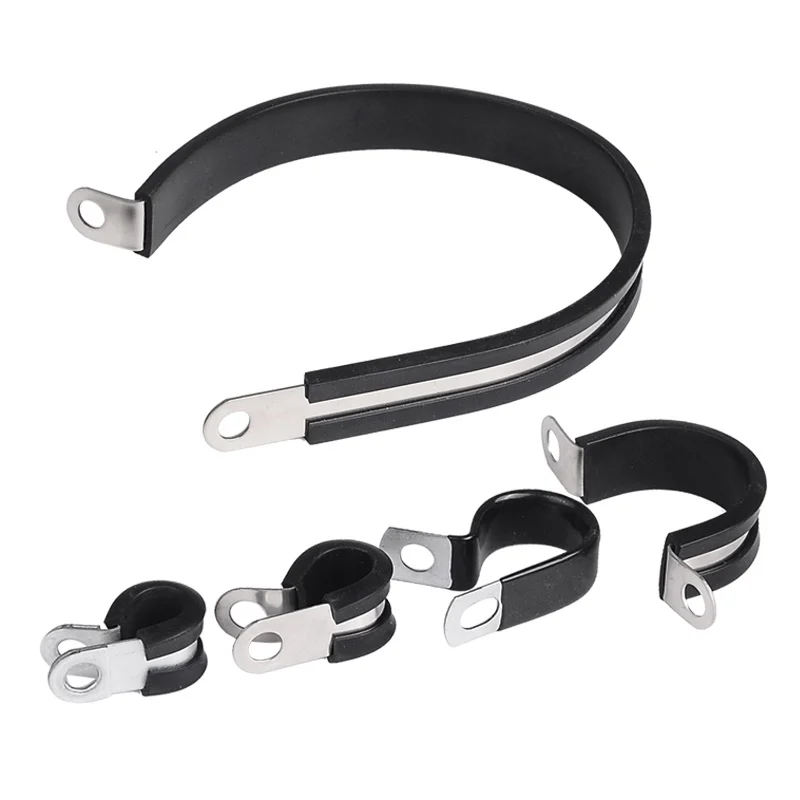 16mm Dia EPDM Rubber Lined P Clips Cable Hose Pipe Clamps Holder 5pcs 