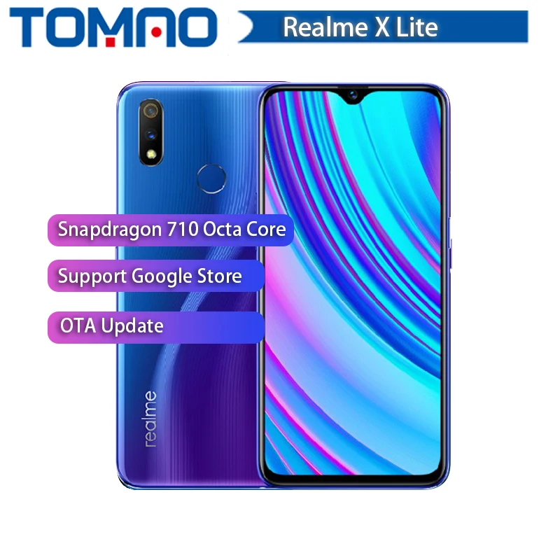 

Original Realme X Lite 4/6G 64/128G Android Mobile phone 4G LTE Snapdragon 710 Octa Core 6.3" Back Fingerprint 20W VOOC