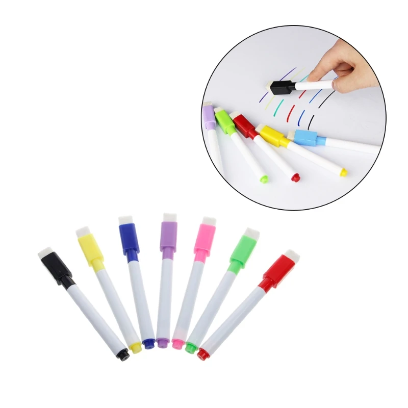 

5Pcs/Set Brand New Magnetic Whiteboard Pen Erasable Dry White Board Markers Magnet Built In Eraser Office School Supplies