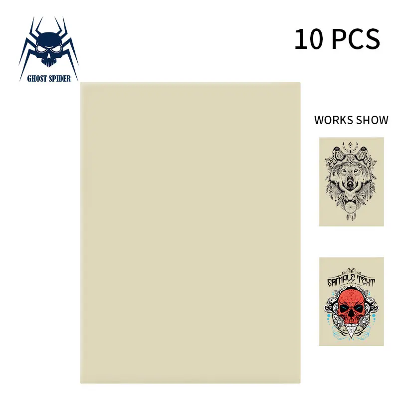 

GHOST SPIDER 10pcs Rubber Tattoo Practice Skin Sheet Two Sides Practice For Needle Machine Supply