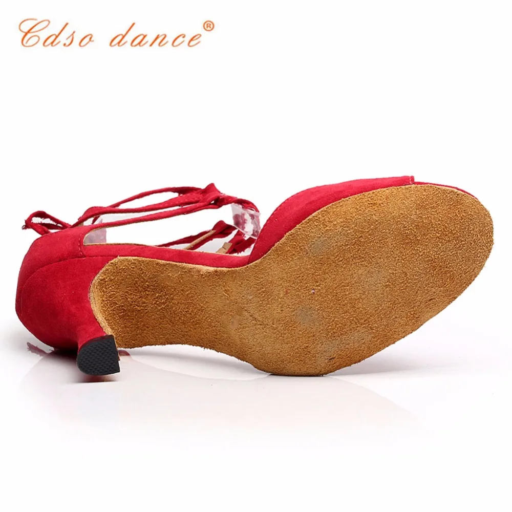 Cdso танцевальная Брендовая обувь 10310 красный/синий замша сальса, Женская атласная латинская/бальная танцевальная обувь