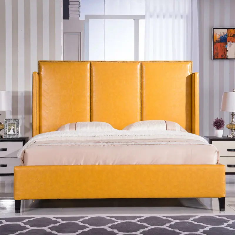 CIFF Modern Genuine Leather Bed, Silver Pu Leather Bed For Bedroom Furniture CIFF Modern Genuine Leather Bed, Silver Pu Leather Bed For Bedroom Furniture
