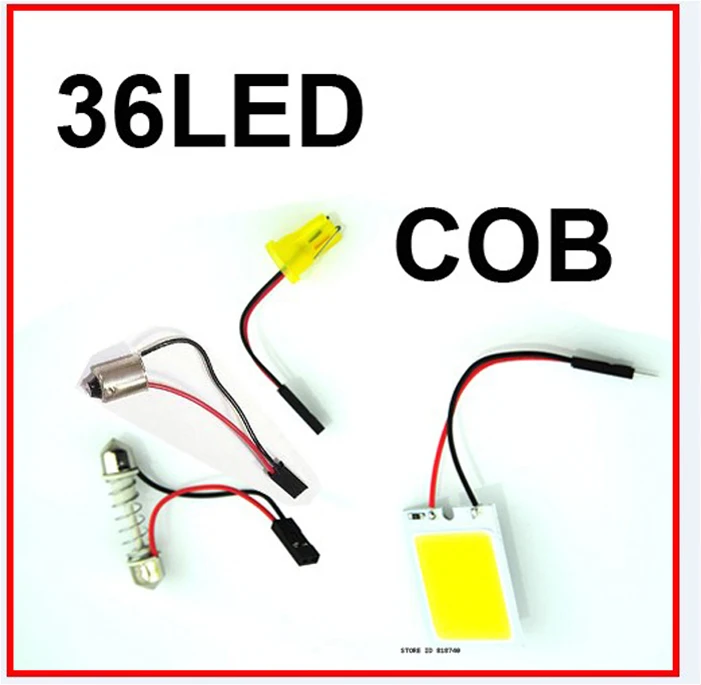 100 pcsv 4 Вт 36LED COB Белый Панель купол чип светодиодный интерьер автомобиля свет LED автомобилей автомобиля Панель T10 гирлянда купол адаптер 12 В