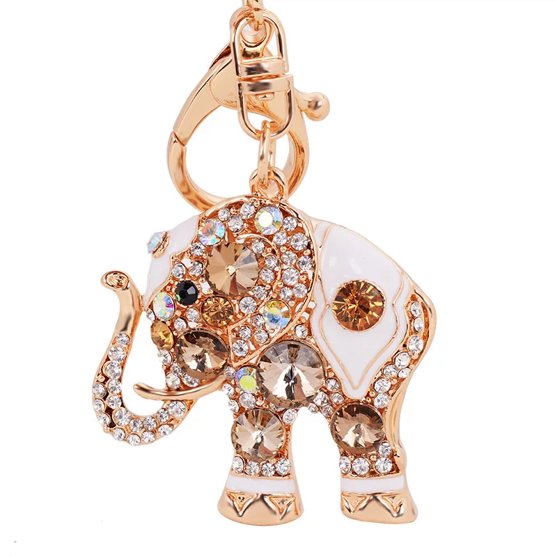 Llavero de elefante para mujer, Llavero de cristal con diamantes de imitación, monedero, Llavero, colgantes, bolso para niñas, colgante, llave de coche, Llavero