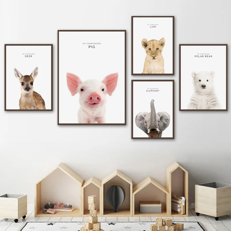 Украшение детской комнаты Постер для кролик жираф картина слона на холсте принты