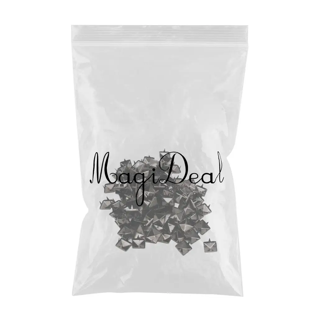 100 Sets 10mm Pyramid Square Rivet Stud and Spikes Nailhead Garment Rivets for Belts Leathercraft