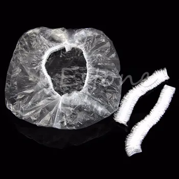 

100pcs Disposable One-off Hotel Home Shower Bathing Clear Hair Elastic Caps Hats