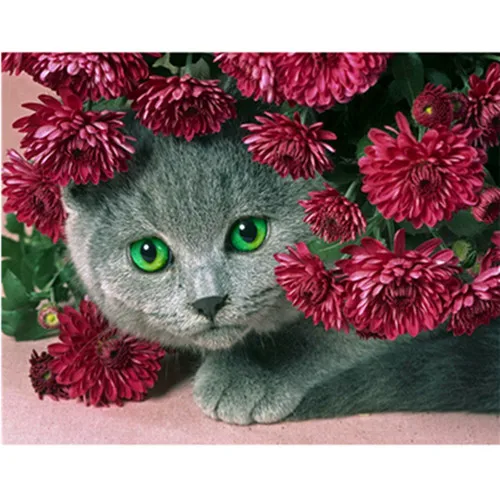 

5d Diy Diamond Painting Cross Stitch Animal Picture Mosaic Kit Full Diamond Embroidery Lovely Cartoon Cat Needlework (1)