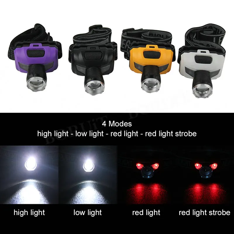 BORUiT Mini Q5 светодиодный фонарик с налобным фонариком 4 режима Портативный Кемпинг охотничий фонарь ночник для рыбалки водонепроницаемый