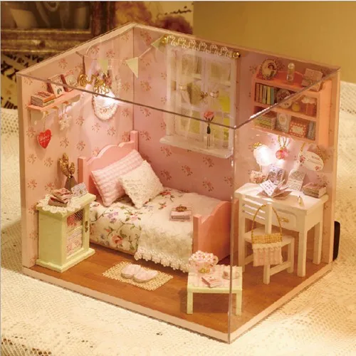 Кукольный домик ручной работы DIY деревянный кукольный Miniture с набором легкой