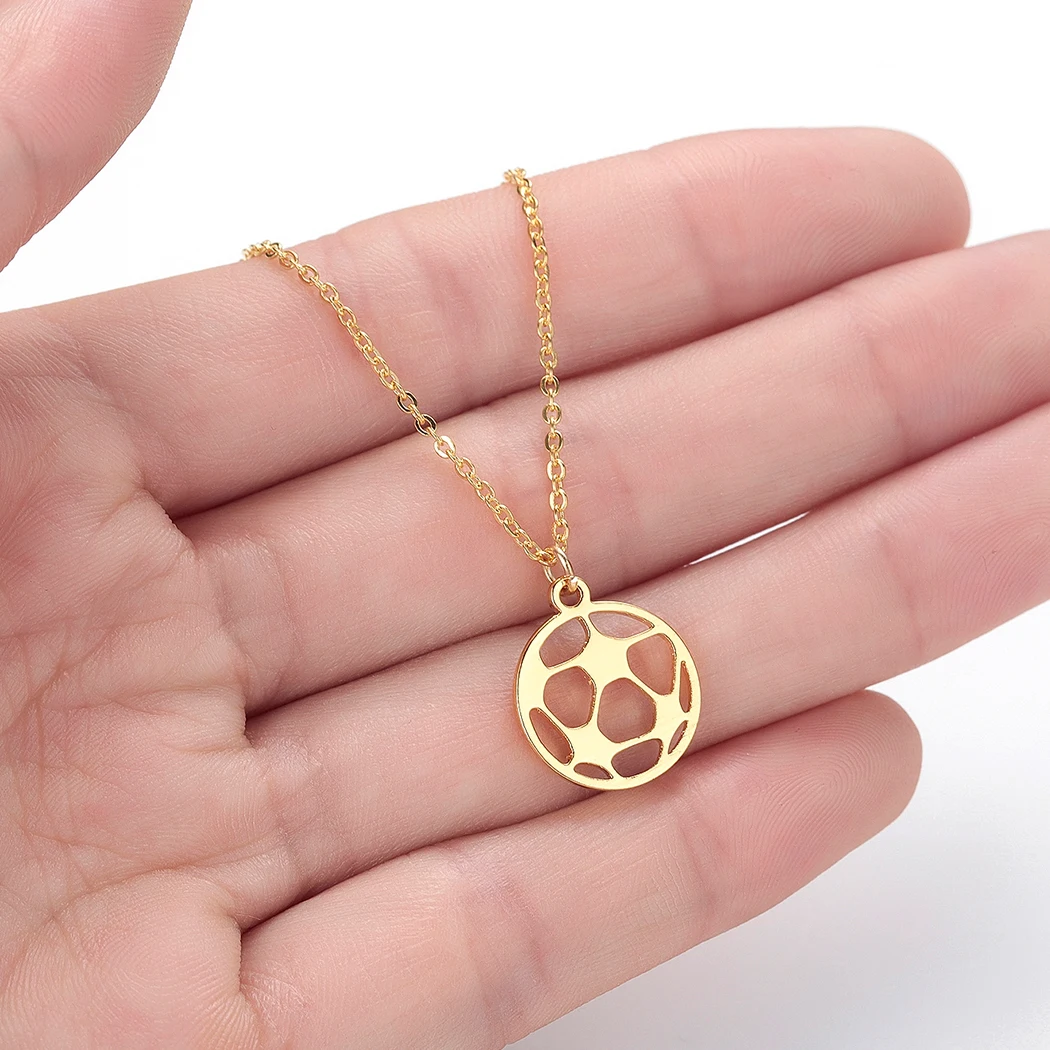 

QIMING Silver Soccer Pendant Ball Necklace For Women Female Coach Soccer Team Gift Gold Sport Jewelry Fan Necklaces