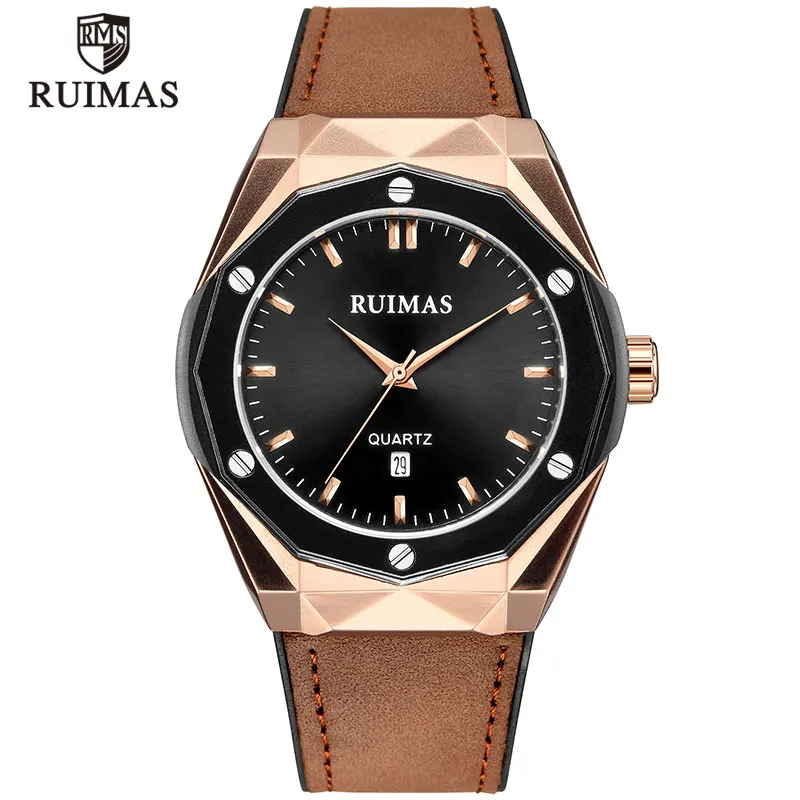 

RUIMAS Luxury Brand Men Army Military Watches Men's Quartz Date Clock Man Leather Strap Sports Wrist Watch Relogio Masculino