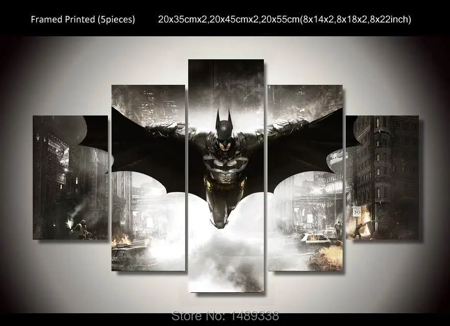 Framed Printed Batman Movie Poster 5 piece painting wall art children's