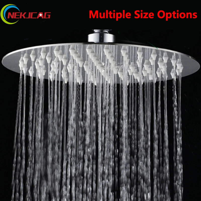 

Multiple Size Options Promotion Round Rain Shower Head 304 Stainless Steel Top Sprayer Wall Ceiling Mounted