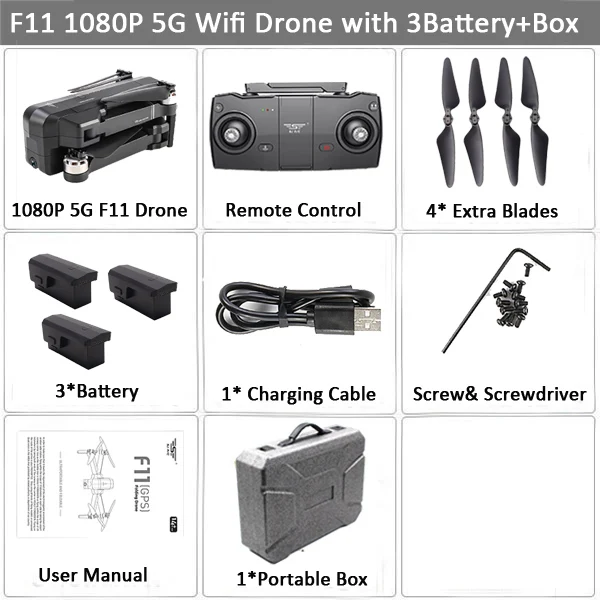 SJRC F11 gps Дрон селфи RC с 1080P 2K HD камерой WiFi FPV 25 минут время полета бесщеточный Квадрокоптер складной рычаг Дрон Vs CG033 - Цвет: 1080P 3B Cacse