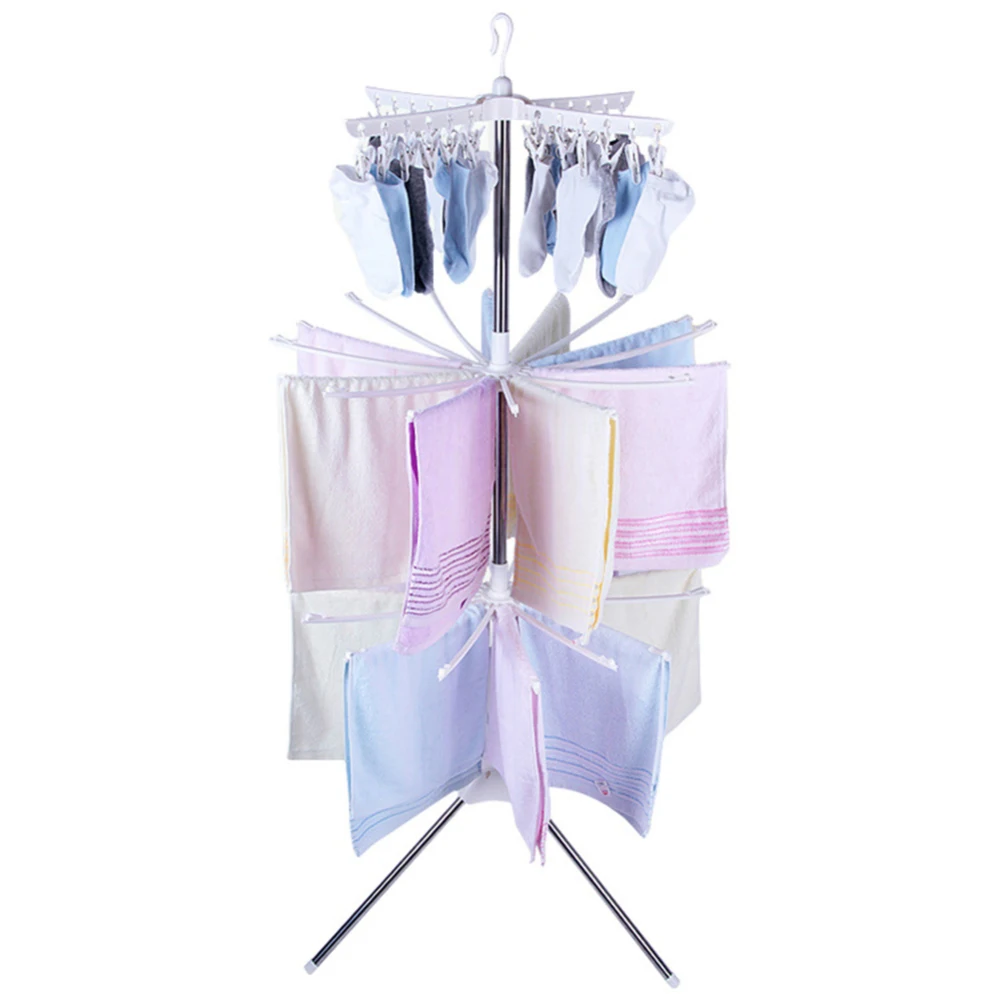 3 Tiers Foldable Cloth Drying Rack stainless steel Towel Hanger Clothes Coat Organizer Clothes Drying Rack 68.5x68.5x170cm