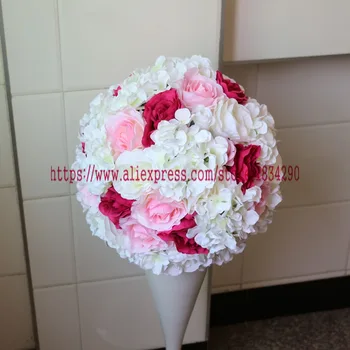 

30cm 10pcs/lot Artificial silk Rose Hydrangea wedding decoration kissing ball Table centerpiece flower ball TONGFENG