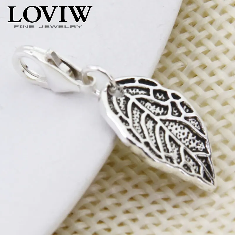 

Vogue Blackened leaf Leaves Charm pendant 925 Sterling Silver Fit Bracelet accessories, European DIY Fashion thomas Jewelry