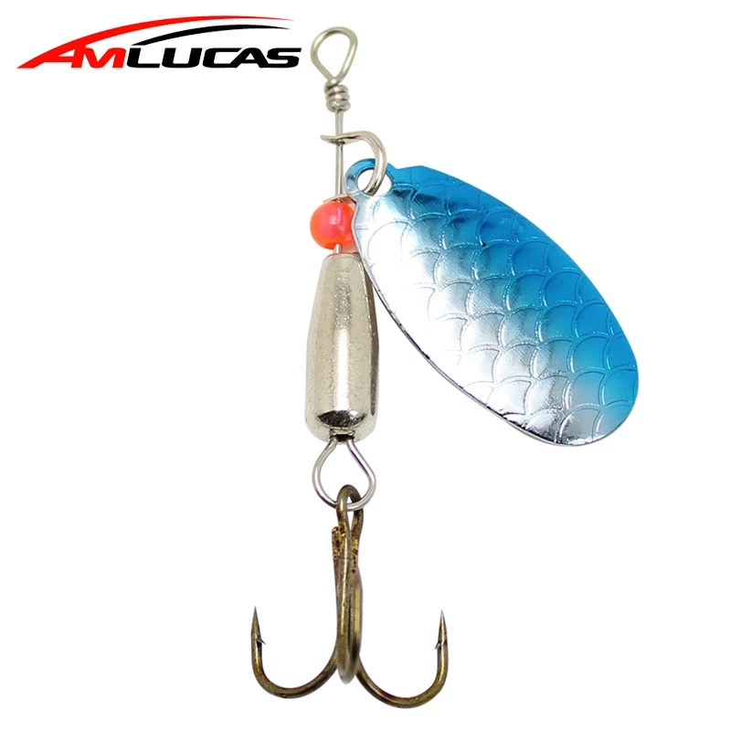 Amlucas سبينر الطعم 6 سنتيمتر 4.1g ملعقة معدنية الصيد إغراء الاصطناعي الكارب Pesca الطعم مع خطاف ثلاثي السلور شحن مجاني WW155