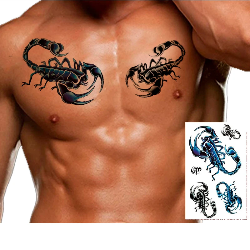 248 30 De Réductionmanzilin 5 Piècesensemble Motif De Tigre Scorpion Transfert Deau Faux Autocollants De Tatouage 3d Tatouages Temporaires Pour