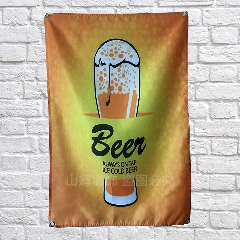 

BEER Cloth Flag Banners Wall Sticker Bar wine cellar Billiards Hall Studio Theme Wall Hanging Home Decor live background cloth
