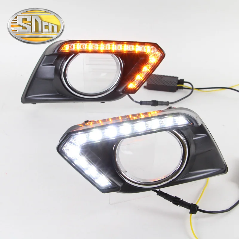 LED drl for Nissan X trail Xtrail 2014 2015 Daytime Running Light fog lamp cover front bumper