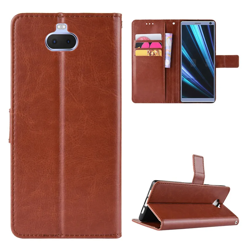 For Sony Xperia 10/Plus Case Magnetic Wallet Flip PU Leather Stand Card Slots Cover Skin with Strap 10 Plus | Мобильные телефоны и